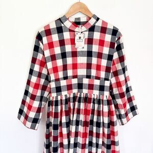 Dainty Jewells Women’s Navy and Red Plaid Circle Skirt Modest Midi Dress